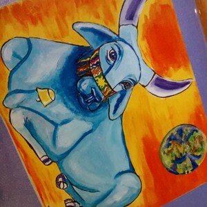 Taurus Birthday Card 5 by 7 Art Card Earth Sign Astrology Gift Card Zodiac Sign Hand Made Card Bull of Peace