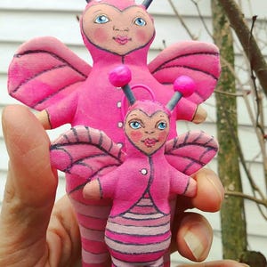 Love Bug Valentine Doll Hand Painted Liddle Biddle Stuffed Plushie Folk ...