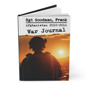 Personalized War Journal, Marine Service Diary, Army Soldier Veteran Hardcover Book, Custom Army Memo, Military Gift Veterans, Remembering