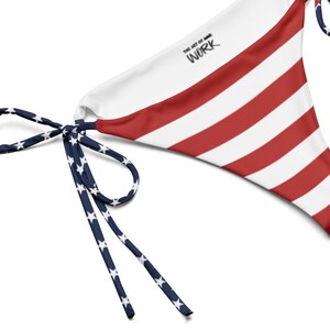 USA Flag Bikini Set – American Patriotic Stars & Stripes Spaghetti Strap Two-Piece Swimsuit for Women, USA Flag Swimsuit, 4th of July Beach image 7