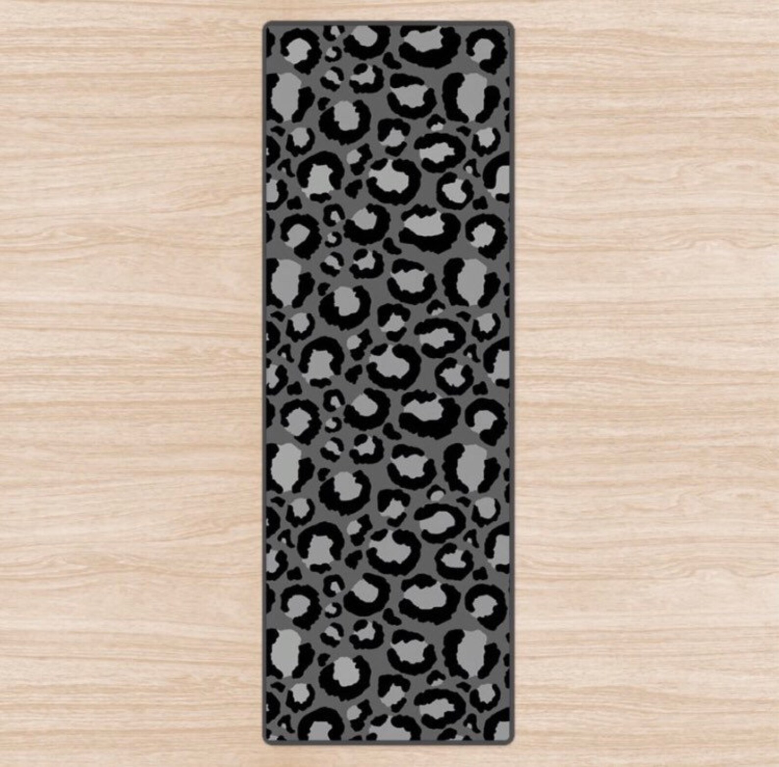 Black Grey Leopard Animal Print Yoga Mat Alternative Exercise Etsy