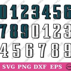 Philadelphia American Football Jersey Numbers SVG, Number Vector, Silhouette, Cricut file, Clipart, Cuttable Design, Png, Dxf & Eps Designs.