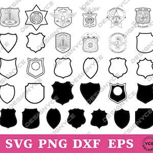 Insignia de policía SVG, insignia de policía vectorial, silueta, archivo Cricut, clipart, diseño recortable, diseños Png, Dxf y Eps.
