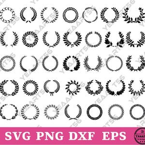 35 Laurel Bundle SVG, 35 Laurel Bundle Vector, Silhouette, Cricut file, Clipart, Cuttable Design, Png, Dxf & Eps Designs.