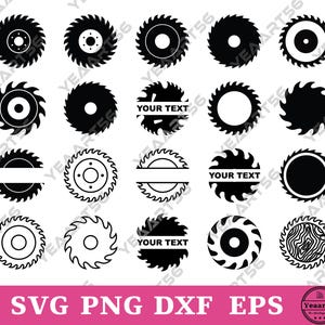 SVG-bundel zaagblad: cirkelzaag clipart, CNC lasergesneden bestanden (digitale download