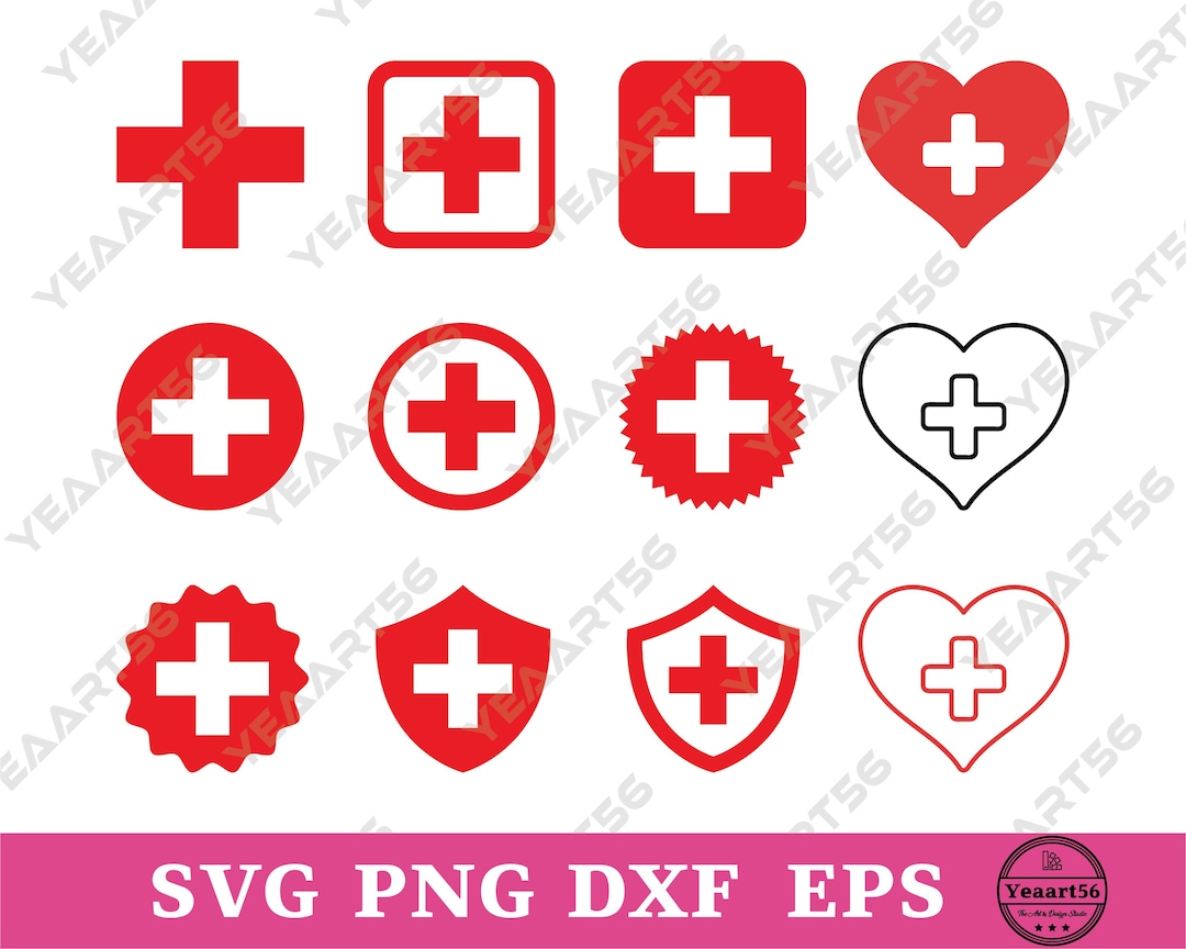 Red Medical Cross SVG | First Aid Symbol PNG DXF Eps | Emergency ...