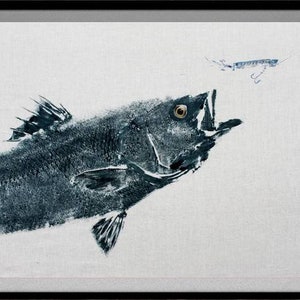 GYOTAKU fish Rubbing Striped Bass Art Print 11X14 inches Fisherman Gift quality Saltwater Fishing Lure by artist Barry Singer