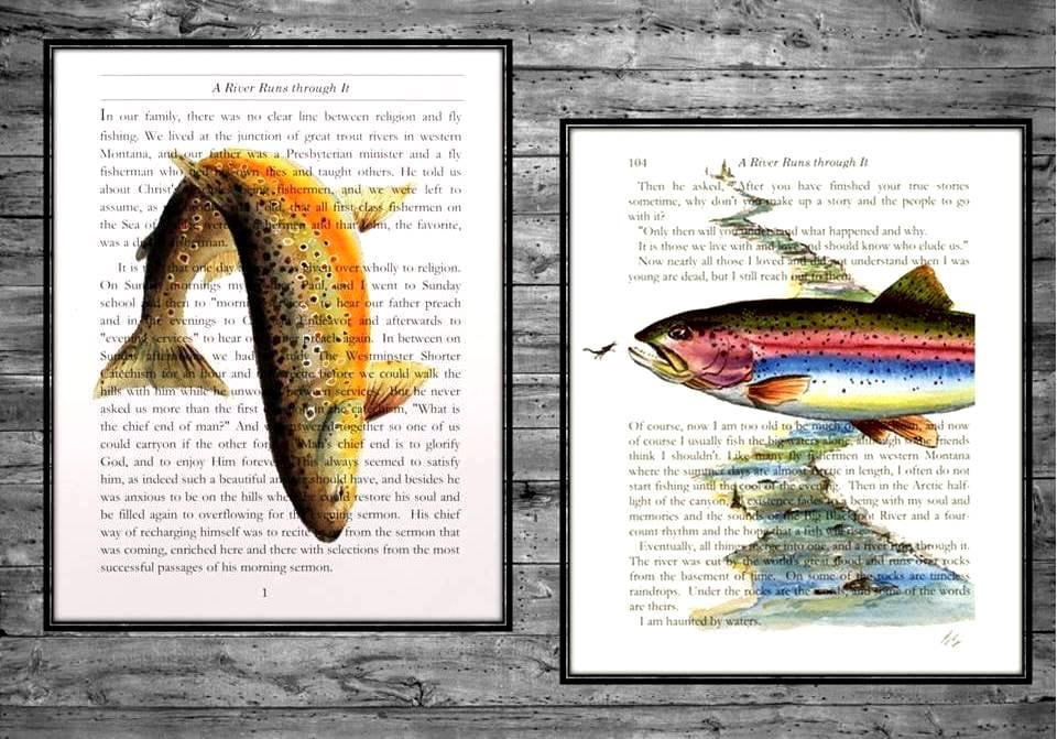 Vintage Fly Fishing Poster Field and Stream Print Retro Fisherman Print  Outdoorsy Wall Art Gift for Him Dad 