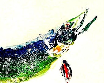 GYOTAKU fish Rubbing Colorful Northern Pike 11X14 or 8.5 X 11 quality Fishing Art Print Lake Cottage Décor Fisherman Gift by Barry Singer