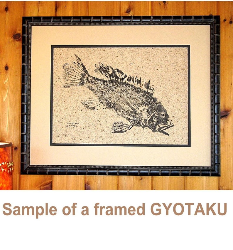 ORIGINAL Porgy or Scup Fish Art rubbing GYOTAKU on 16 X 20 cloth Fisherman gift Beach House art by Barry Singer image 4