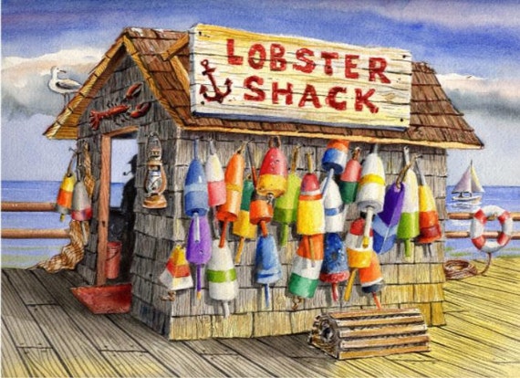 Lobster Buoys I Lobster Pots I Buoys Painting I Coastal Art I New England  Watercolor 