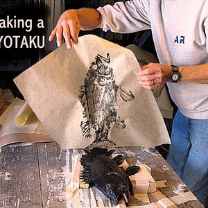 a fish rubbing being made by Barry Singer