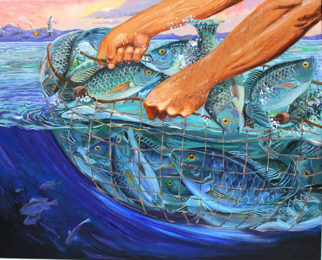 The Miraculous Catch Of Fish Bible Miracle Painting Art Print 8 5x11 By 