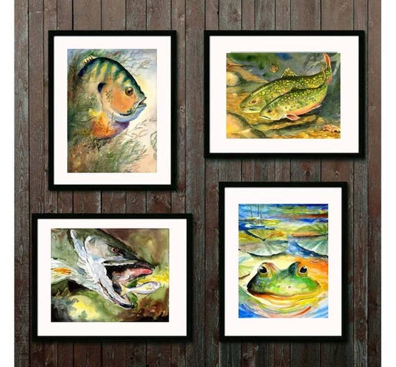Fly Fisherman Gift Cottage Art Print From a Watercolor Painting by Barry  Singer Trout Fishing Picture -  Canada