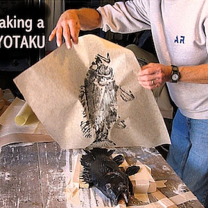 Barry Singer making a Gyotaku of a black sea bass fish