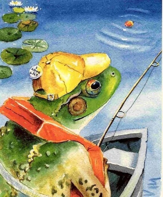 Fishing Animals Your Choice Watercolor Art Prints 8X10 Cottage