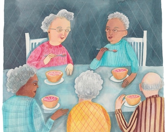 Las personas mayores comen pomelos