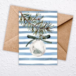 Weihnachtsaquarell-Ornamentkarte, digitale leere Weihnachtskarte, druckbare Weihnachtsanmerkungskarte, Feiertagsanmerkungskarte, Weihnachtsaquarellverzierung
