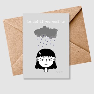 Sentimientos de tristeza, está bien no estar bien, tarjeta de depresión, tarjeta de nota digital en blanco, tarjeta de felicitación estilo invitación, tarjeta contemporánea