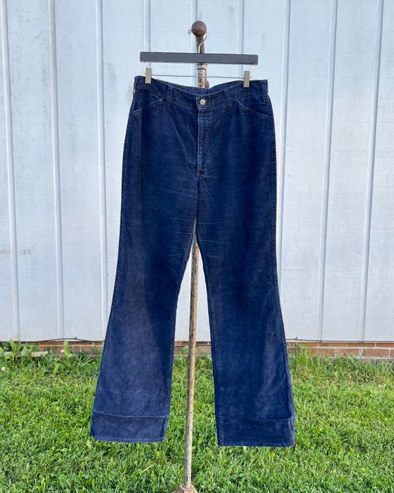 70s Lee Navy Blue Corduroy Flare Pants