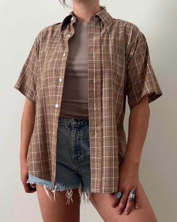 1960s Valiant Perm Press Plaid Button Down Shirt