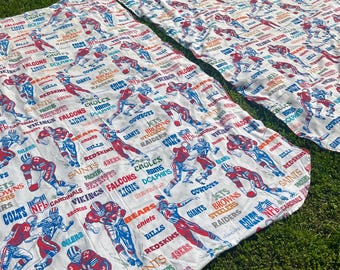Vintage NFL Curtain Panels, Sears Perma Prest, Pleated Pair - Etsy