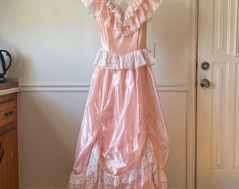 1980s Gunne Sax Saloon Style Dress // Edwardian Cottagecore