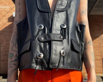 Vintage Schott Leather Gilet XL 80s Biker Vest USA Made Black - Etsy