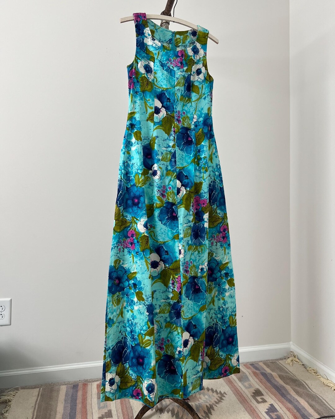 Vintage Luau Hawaiian Floral Print Maxi Dress - Etsy