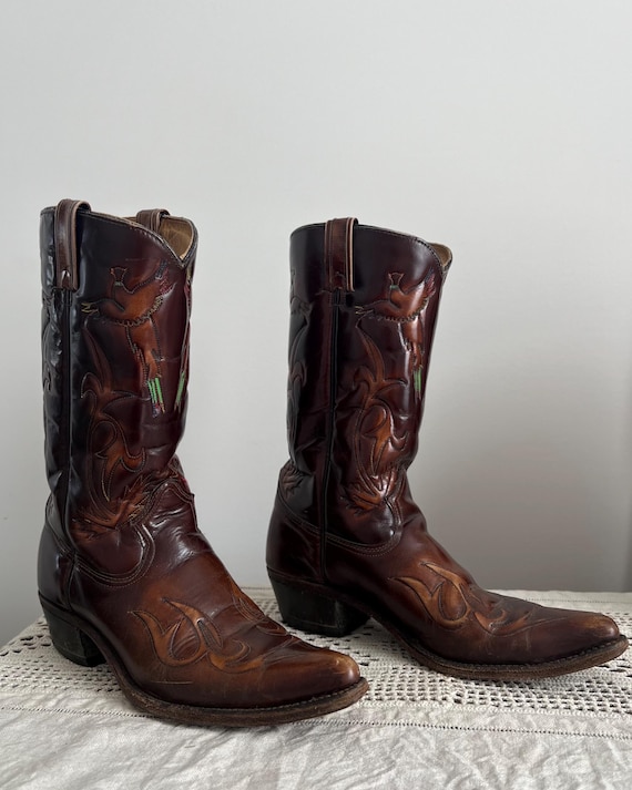 Vintage Embroidered Cowboy Boots - image 1
