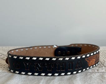 Vintage CYNTHIA Tooled Leather Western Belt