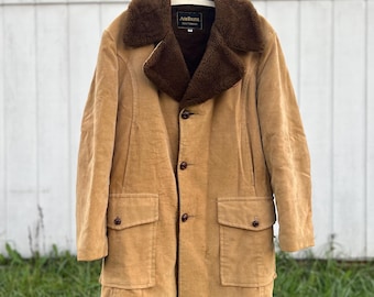 Small Vintage 70s Sears Corduroy Belted Country Coat Button up