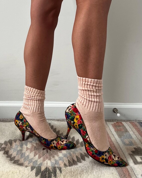 Vintage Floral Kitten Heels