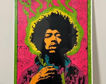 1969 Jimi Hendrix The Experienced Blacklight Poster Joe Robert’s Jr.