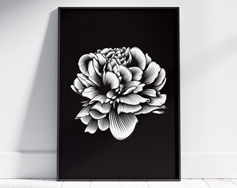Peony Art Print ~ Floral Art Print ~ Peony Art ~ Canva Art Print ~ 16 x 20 Print ~ Unique Graphic Art ~ Peony Print ~ Beautiful Flower Art