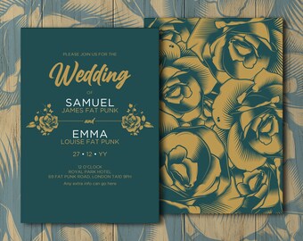 Roses Wedding Invitation ~ Floral Wedding Invitation ~ Editable Flowers Invitation ~ Flower Wedding Invitation ~ Roses Wedding Invitation