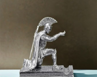 Soporte para bolígrafos de caballero - Soporte para teléfono con forma de comandante romano arrodillado - Regalo original para la oficina