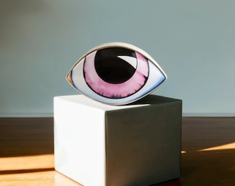 Evil Eye Figurine - Handcrafted Ceramic Enamel Statue - Abstract Home Decor, Shelf Decor - Unique Housewarming Gift