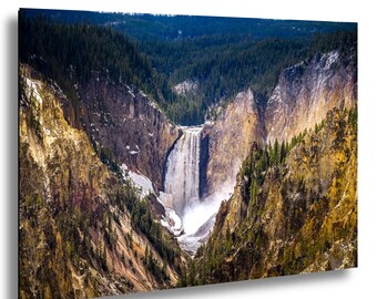 Yellowstone Lower Falls Wyoming Landscape Photo Print, Artist Point Sunrise Mist: Print/Canvas/Acrylic/Metal