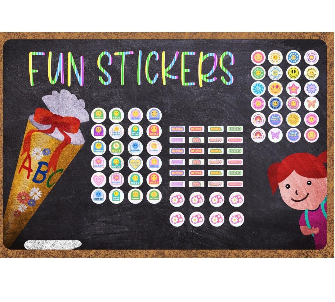 Retro Groovy Stickers: Fun Teacher & Kids Designs (digital Download) - Etsy
