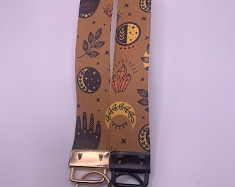 Gothic Wristlet, Oracle's Garden Glow Wristlet, Mystical Eye Wristlet, Botanical Moon Wristlet, Handmade Car Key Wristlet