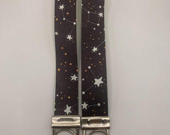 Galaxy Stars Wristlet, Starlit Cosmos Glow Wristlet, Car Key Wristlet, Women Keychain Wristlet, Handmade Wristlet Strap