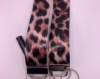 Leopard Print Wristlet, Classic Leopard Safety Glow Wristlet, Handmade Wrist Lanyard, Wrist Strap, Wristlet Key Fob