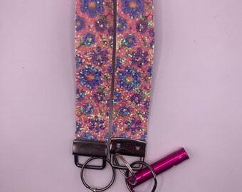 Sweet Lavender Wristlet, Safety Glow Wristlet, Handmade Pink Glitter Wristlet, Bag Wristlet, Car Key Wristlet, Keychain Accessory