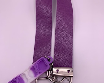 Purple Wristlet, Purple Pop Glow Wristlet, Summer Garden Wristlet, Handmade Wristlet, Car Key Wristlet, Womens Bag Wristlet