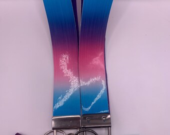 Wrist Key Lanyard Mermaid Waves Wristlet, Cute Keychain & Fob Strap, Handmade Jewelry, Gift for Her