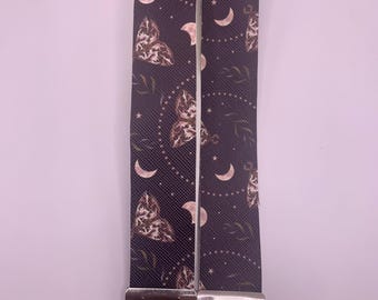 Stars and Moon Wristlet Lunar Moth's Journey Glow Black Wristlet, Women's Small Bag for Essentials, Perfect New Driver Gift