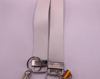 White Frost Glow Safety Wristlet Keychain, Cute Handmade Wrist Strap for Keys and Bags, Ideal Gift for Safety and Style