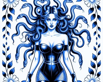 Powerful Women Coloring Collection, Medusa vs Patriarchy Illustrations, Feminine Empowerment Art