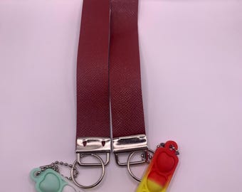 Red Wine Wristlet, Wine Pop Glow Wristlet, Handmade Womens Bag Wristlet, Car Keychain Wristlet, Keychain Accessory